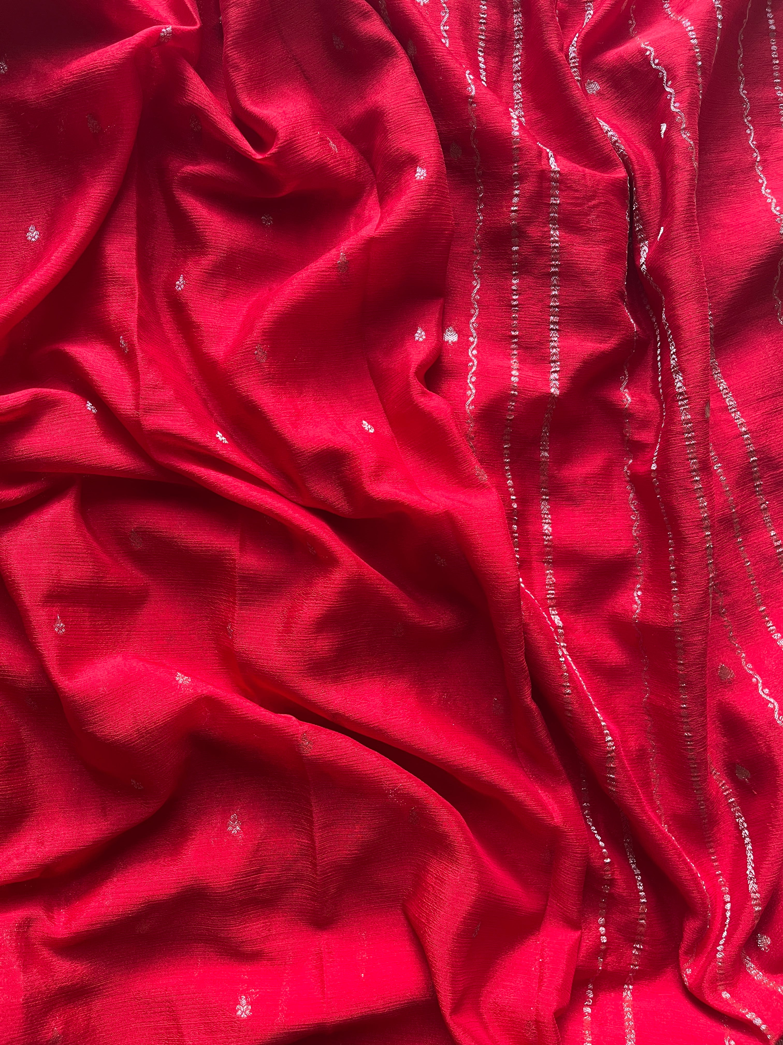 Red Chiffon Silk Saree